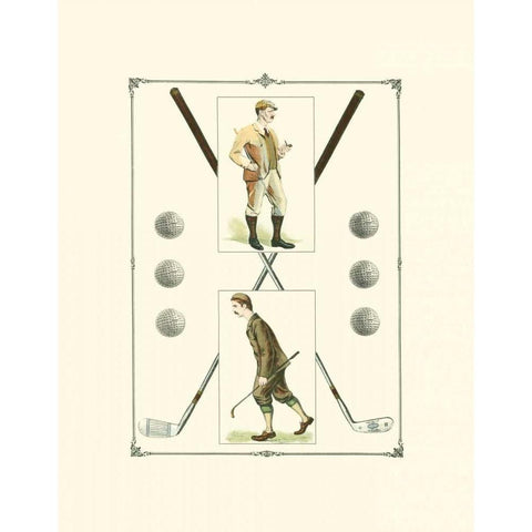 Golfers- H. Hutchinson and John Ball White Modern Wood Framed Art Print by Spy