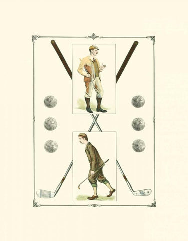 Golfers- H. Hutchinson and John Ball Black Ornate Wood Framed Art Print with Double Matting by Spy