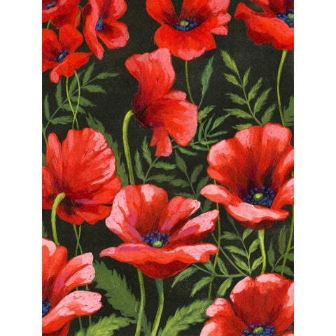 Poppies at Midnight II White Modern Wood Framed Art Print by Popp, Grace