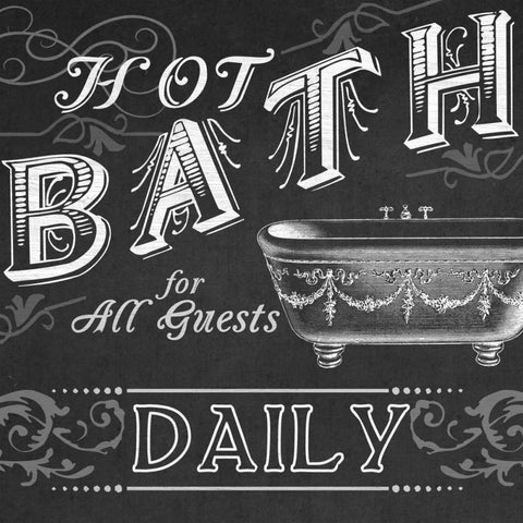 Chalkboard Bath Signs II Black Modern Wood Framed Art Print with Double Matting by Vess, June Erica