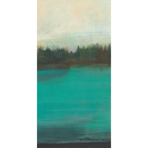 Teal Lake View I Black Modern Wood Framed Art Print with Double Matting by Fuchs, Jodi