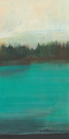Teal Lake View I Black Ornate Wood Framed Art Print with Double Matting by Fuchs, Jodi