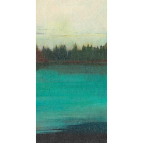 Teal Lake View II White Modern Wood Framed Art Print by Fuchs, Jodi
