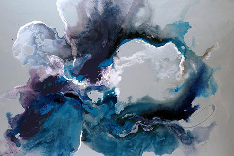 Cerulean waters Black Ornate Wood Framed Art Print with Double Matting by Edmunds, Sydney