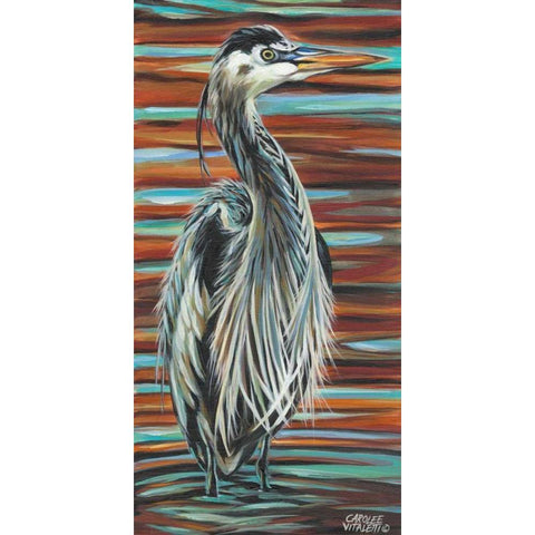 Watchful Heron I Gold Ornate Wood Framed Art Print with Double Matting by Vitaletti, Carolee