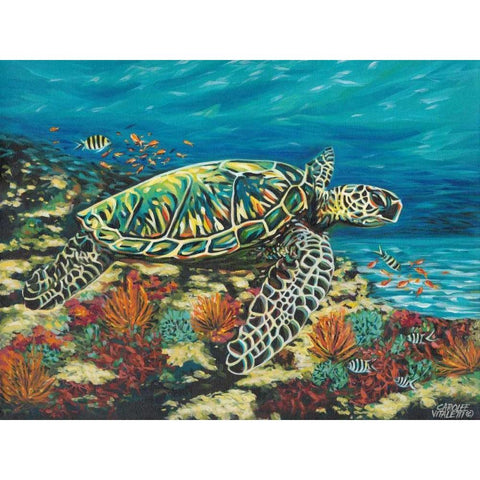 Deep Sea Swimming II Gold Ornate Wood Framed Art Print with Double Matting by Vitaletti, Carolee