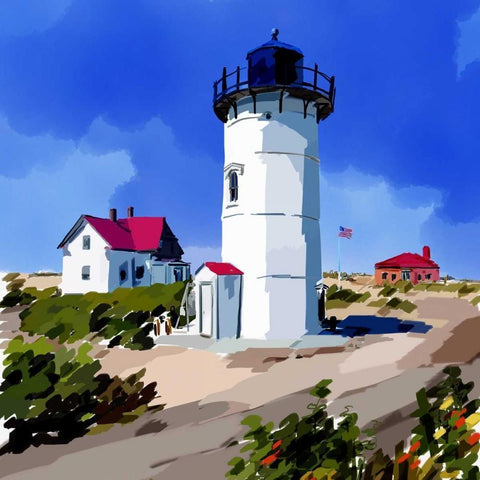 Lighthouse Scene III White Modern Wood Framed Art Print by Kalina, Emily