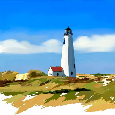 Lighthouse Scene IV White Modern Wood Framed Art Print by Kalina, Emily