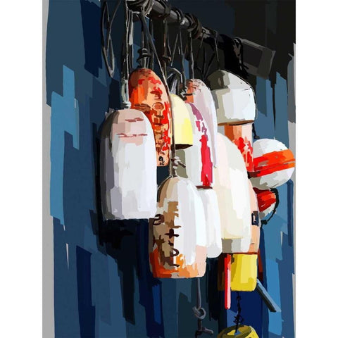 Vibrant Buoys II Black Modern Wood Framed Art Print with Double Matting by Kalina, Emily