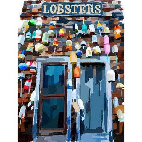 Vibrant Buoys III Gold Ornate Wood Framed Art Print with Double Matting by Kalina, Emily