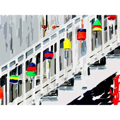 Vibrant Buoys IV Black Modern Wood Framed Art Print with Double Matting by Kalina, Emily