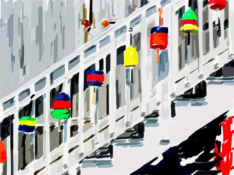 Vibrant Buoys IV Black Ornate Wood Framed Art Print with Double Matting by Kalina, Emily