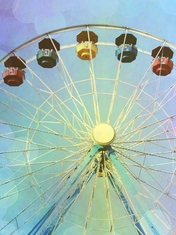 Rainbow Ferris Wheel I White Modern Wood Framed Art Print with Double Matting by Coomes, Sylvia