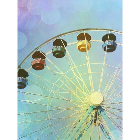 Rainbow Ferris Wheel III White Modern Wood Framed Art Print by Coomes, Sylvia