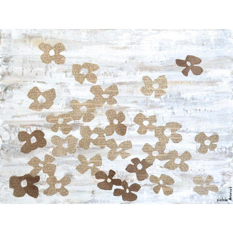Stenciled Posies II Black Modern Wood Framed Art Print with Double Matting by Avondet, Natalie