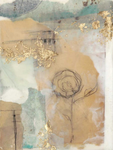 Posy Collage I White Modern Wood Framed Art Print with Double Matting by Goldberger, Jennifer