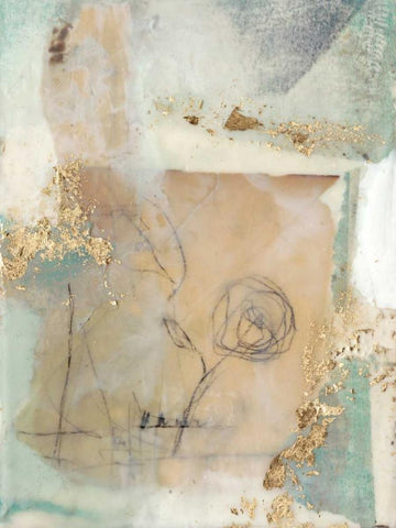 Posy Collage II White Modern Wood Framed Art Print with Double Matting by Goldberger, Jennifer