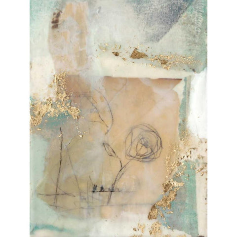 Posy Collage II Gold Ornate Wood Framed Art Print with Double Matting by Goldberger, Jennifer