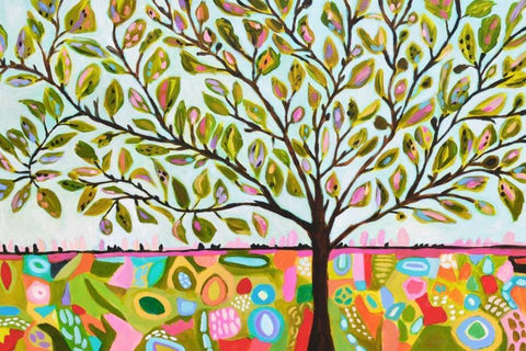 Tree Abstract White Modern Wood Framed Art Print with Double Matting by Fields, Karen