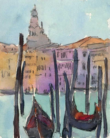 Venice Plein Air IV White Modern Wood Framed Art Print with Double Matting by Dixon, Samuel