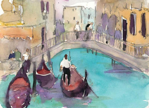 Venice Plein Air V Black Ornate Wood Framed Art Print with Double Matting by Dixon, Samuel