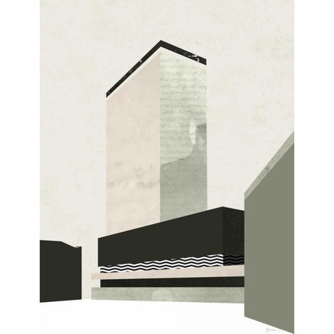 Outside In V Black Modern Wood Framed Art Print by Green Lili