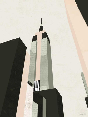 Graphic New York I White Modern Wood Framed Art Print with Double Matting by Green Lili