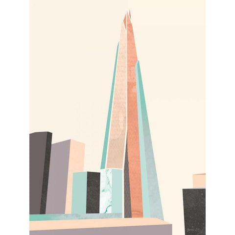 Graphic Pastel Architecture I Black Modern Wood Framed Art Print with Double Matting by Green Lili