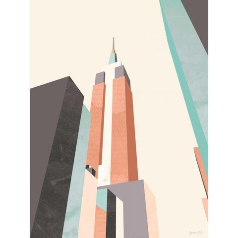 Graphic Pastel Architecture III Gold Ornate Wood Framed Art Print with Double Matting by Green Lili