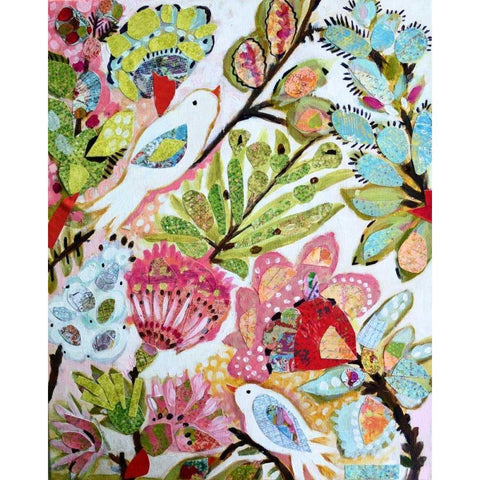 Paper Birds I White Modern Wood Framed Art Print by Fields, Karen