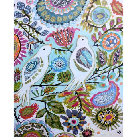 Paper Birds II White Modern Wood Framed Art Print by Fields, Karen