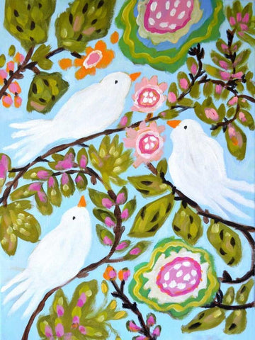 Sweet Love Birds I Black Ornate Wood Framed Art Print with Double Matting by Fields, Karen