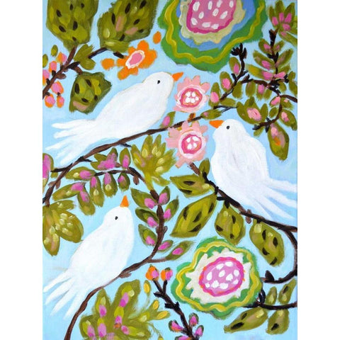 Sweet Love Birds I Black Modern Wood Framed Art Print with Double Matting by Fields, Karen