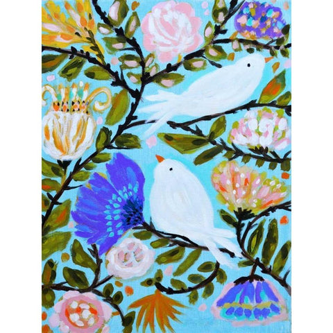 Sweet Love Birds II Black Modern Wood Framed Art Print by Fields, Karen