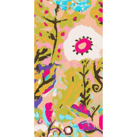 Pink Boho Floral II Black Modern Wood Framed Art Print by Fields, Karen