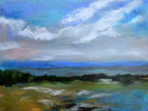 Beach and Sky I White Modern Wood Framed Art Print with Double Matting by Fields, Karen