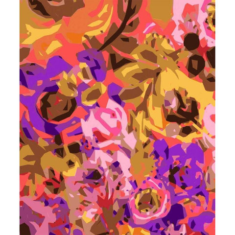 Warm Abstract Floral I Black Modern Wood Framed Art Print with Double Matting by Fields, Karen