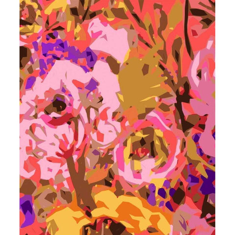 Warm Abstract Floral II Gold Ornate Wood Framed Art Print with Double Matting by Fields, Karen