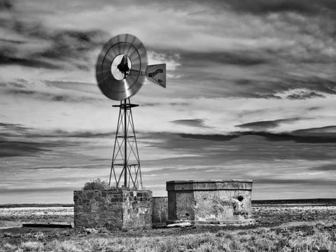 BandW Desert View VI White Modern Wood Framed Art Print with Double Matting by Drost, David