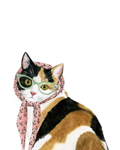 Cool Cat I Black Ornate Wood Framed Art Print with Double Matting by Popp, Grace