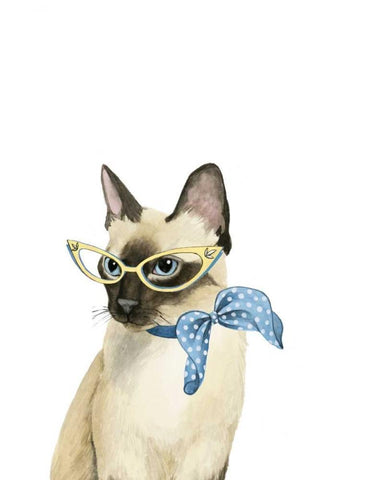 Cool Cat II White Modern Wood Framed Art Print with Double Matting by Popp, Grace