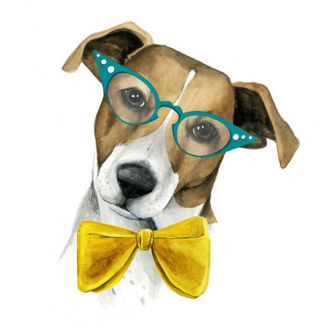 Vintage Pup II White Modern Wood Framed Art Print with Double Matting by Popp, Grace