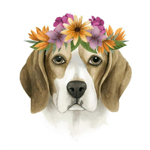 Flower Crown Pup IV Black Modern Wood Framed Art Print with Double Matting by Popp, Grace