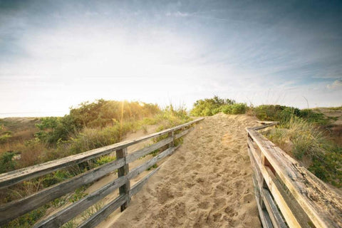 First Landing Dunes III White Modern Wood Framed Art Print with Double Matting by Mead, Adam