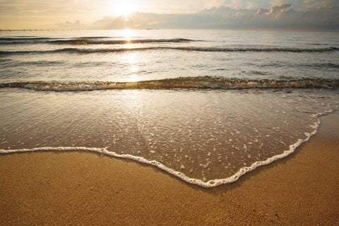 First Landing-Sea I White Modern Wood Framed Art Print with Double Matting by Mead, Adam