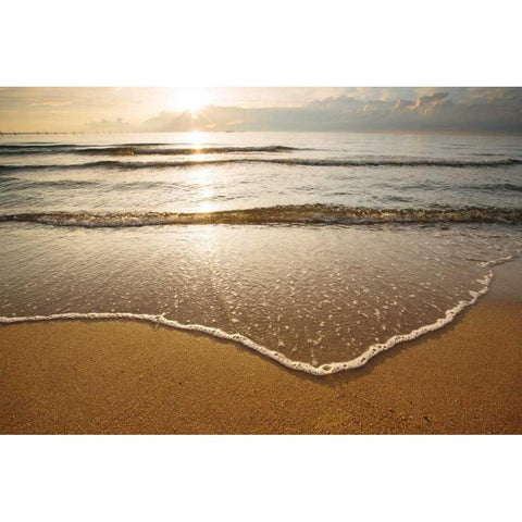 First Landing-Sea I Gold Ornate Wood Framed Art Print with Double Matting by Mead, Adam