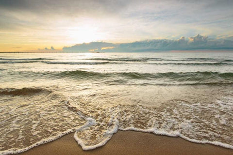 First Landing-Sea II White Modern Wood Framed Art Print with Double Matting by Mead, Adam