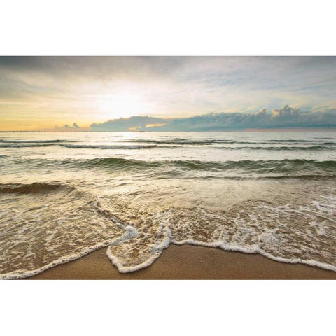 First Landing-Sea II Black Modern Wood Framed Art Print by Mead, Adam