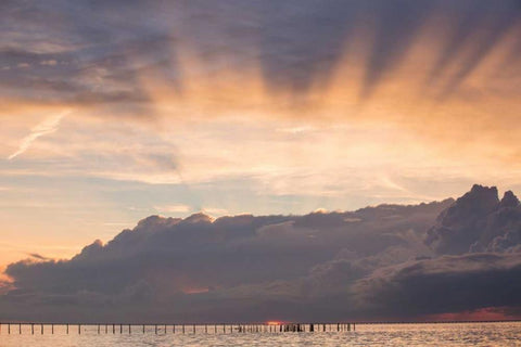 First Landing-Sea III White Modern Wood Framed Art Print with Double Matting by Mead, Adam