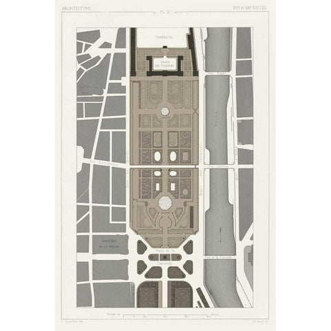 Palais Des Tuileries, Paris I Black Modern Wood Framed Art Print with Double Matting by Vision Studio